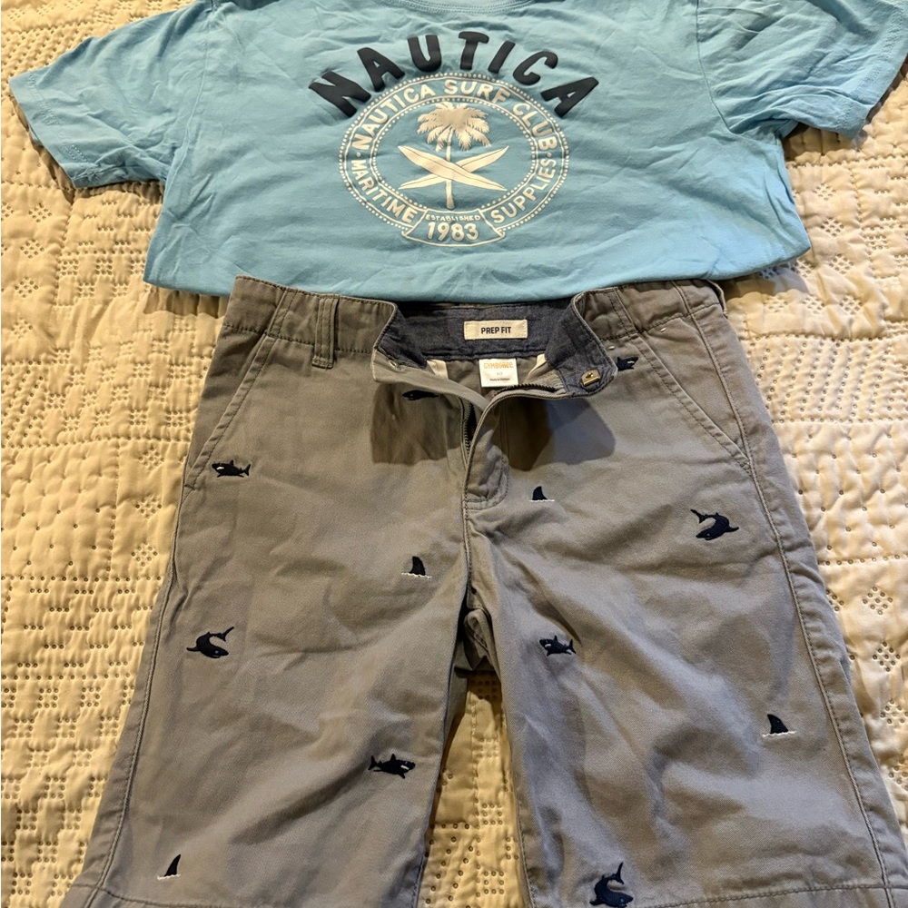 Nautica Kids t shirt Gymboree Gray Shark Shorts